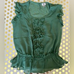 Worthington Green Ruffled Peplum Blouse